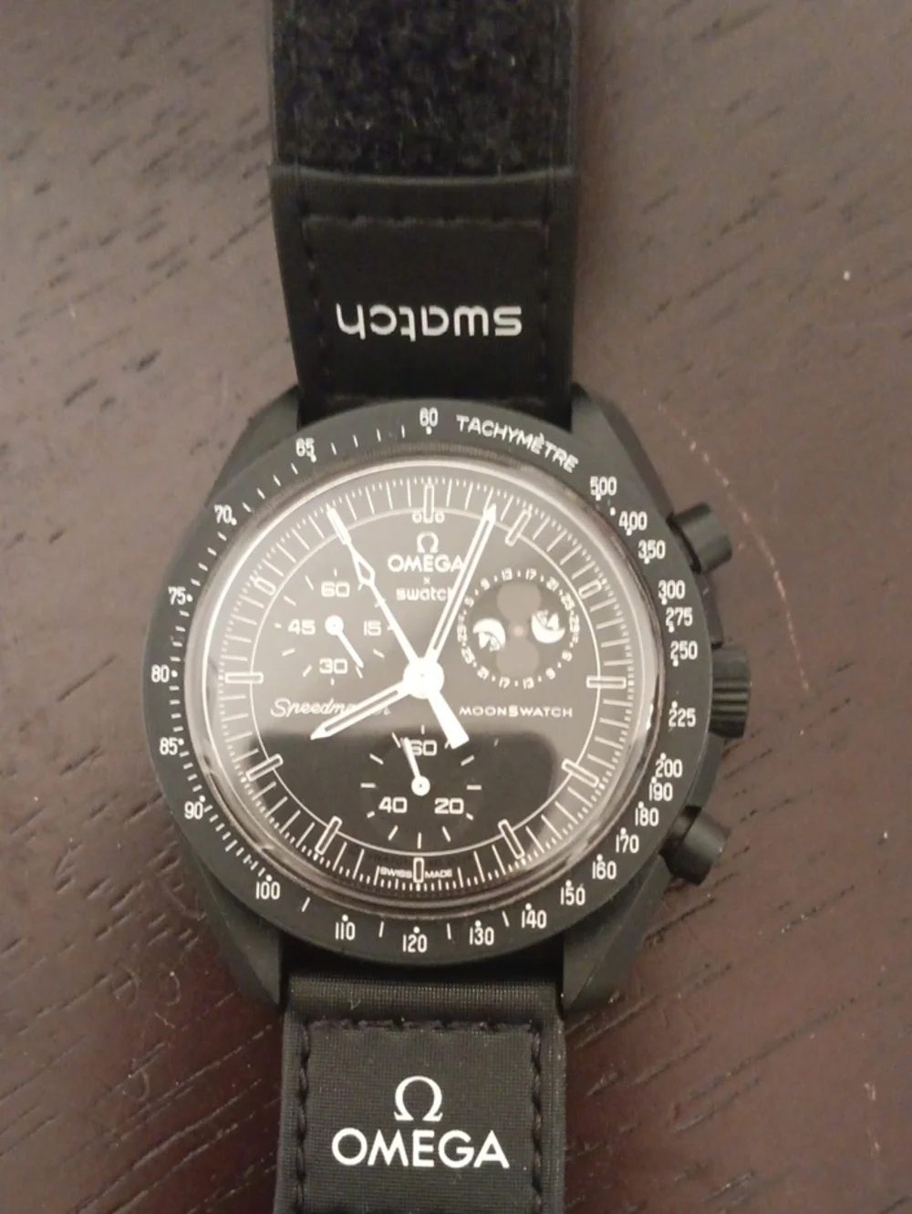 Black MoonSwatch Speedmaster Chronograph Watch